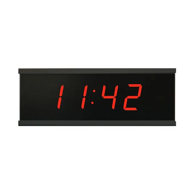 Digital clock showing 11:42 on a black display with red seven-segment digits
