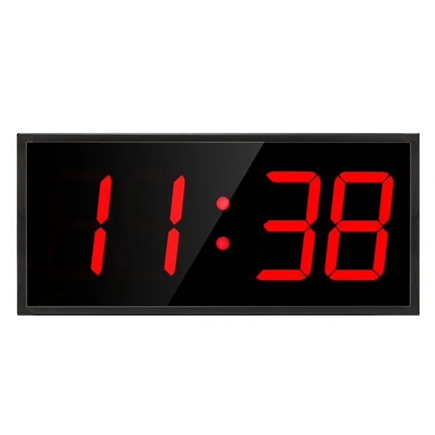 NTP54Red_compressed » advanceIT › Digital clock displaying 11:38 on a black LED panel with a gray frame on the sides.